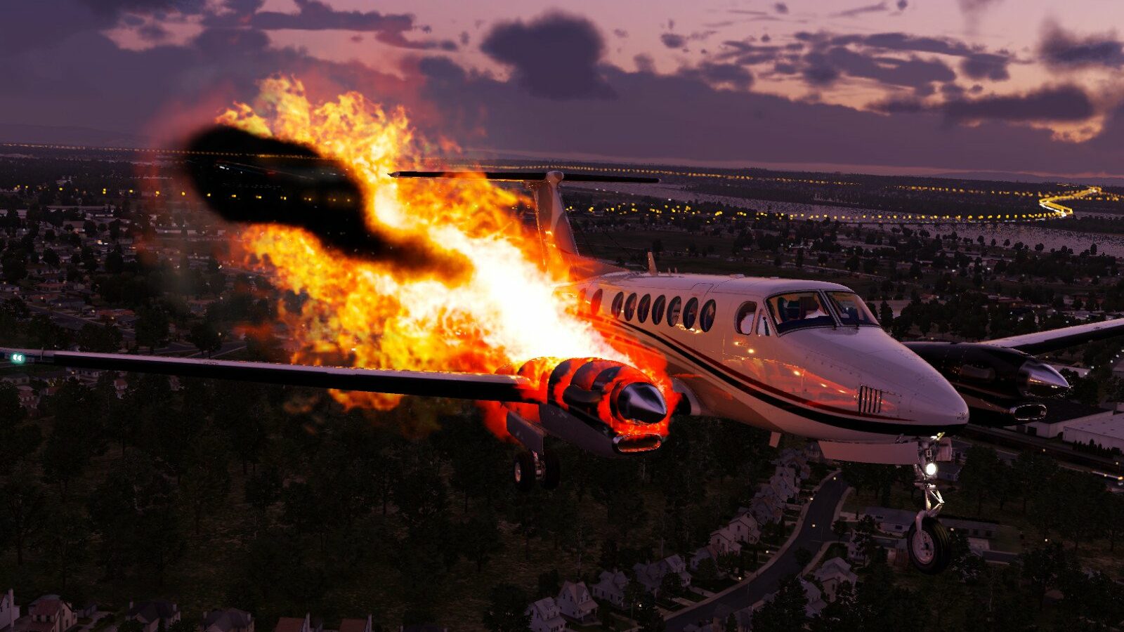 AirfoilLabs King Air landet in XP12 Cruiselevel