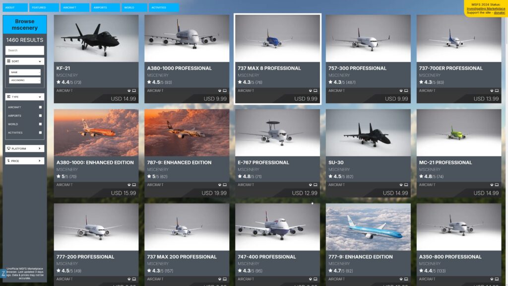 MScenery Add-ons im Marketplace des MSFS